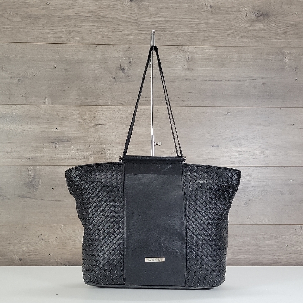 Giorgia Milani Black Woven Leather Tote Bag